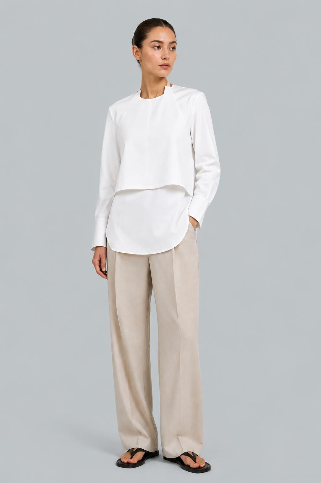 Layered Halter Shirt - White