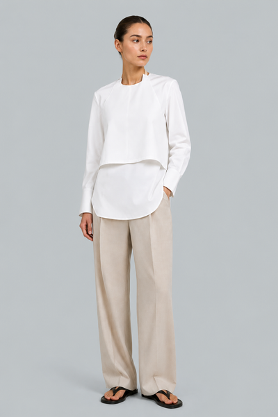 Layered Halter Shirt - White