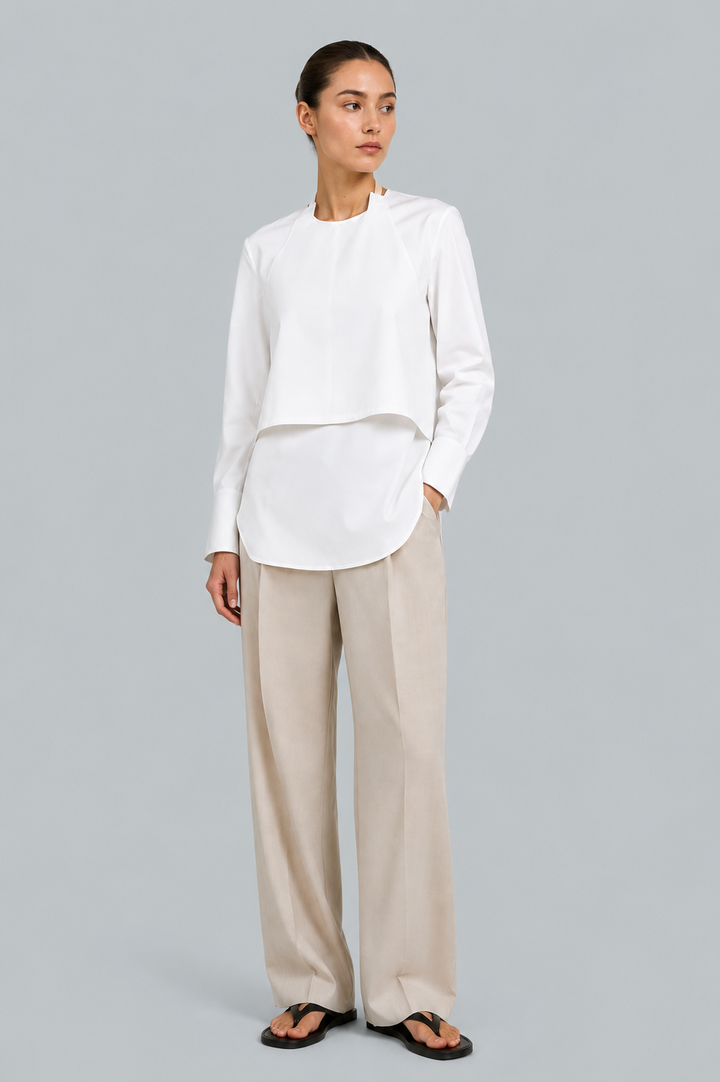 Layered Halter Shirt - White