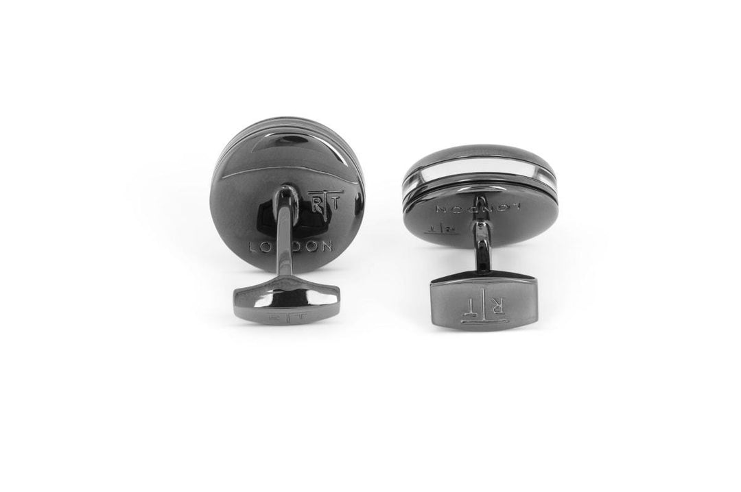 Solitaire Cufflinks In Stainless Steel - Black