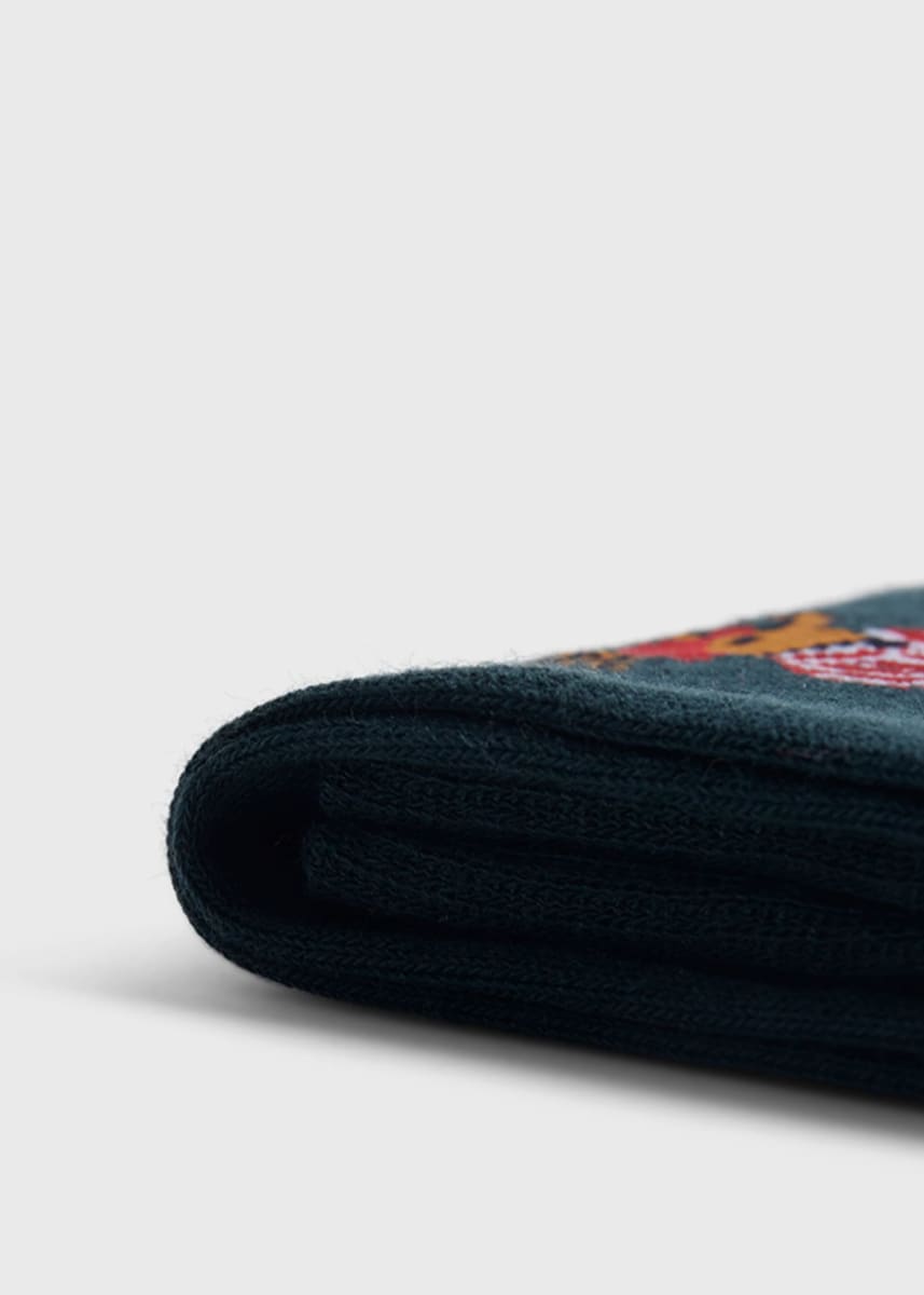 Prancer Holiday Sock - Dark Green