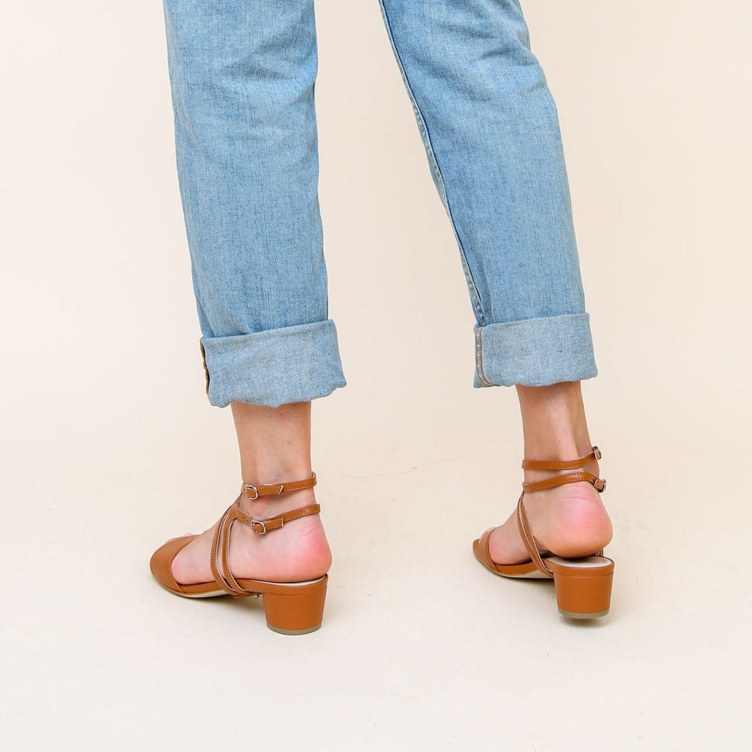 Cognac Sandal + Lozen Strap - Brown