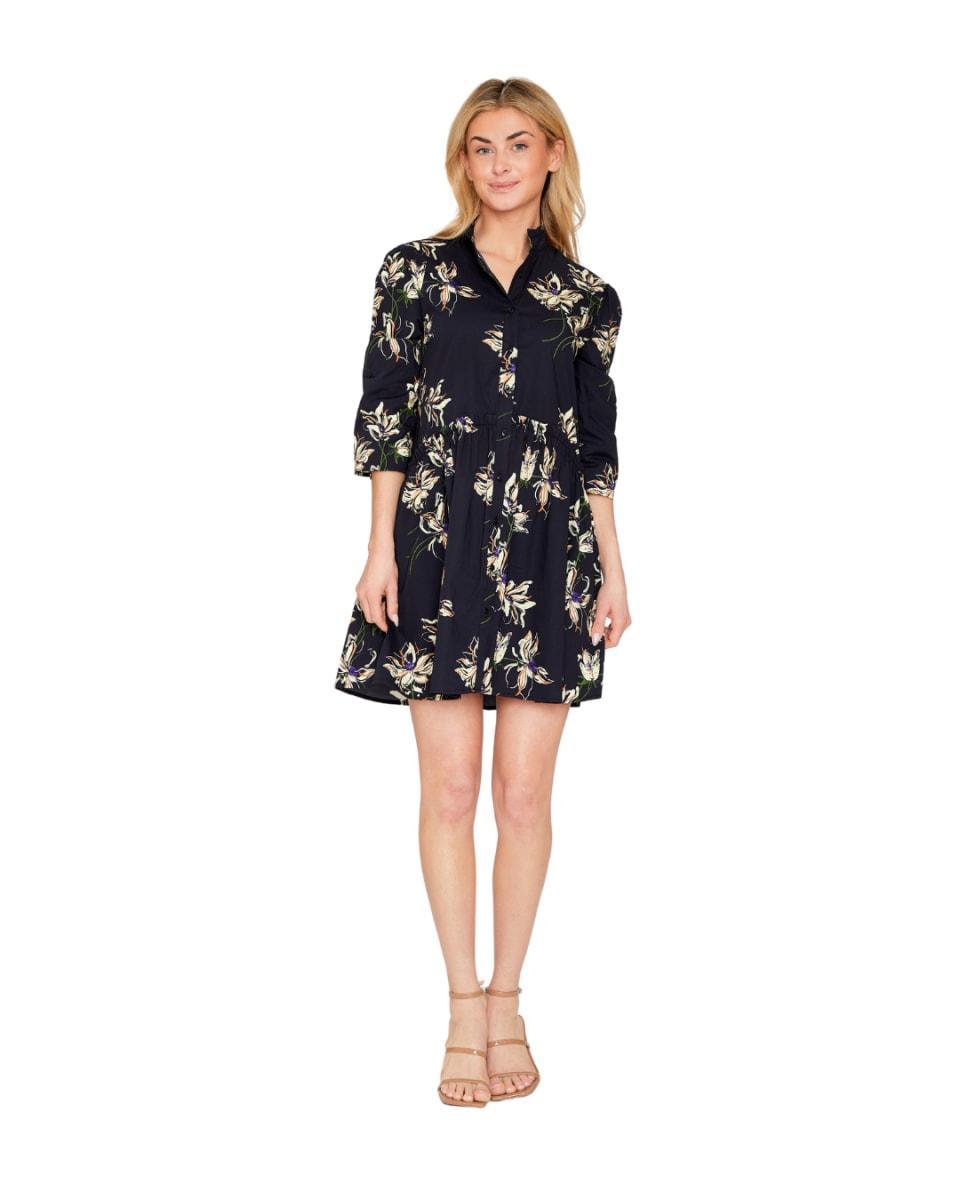 Cammie Ruffle Shirt Dress - Garden Romance