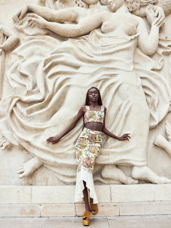 Christy Bra Top - Rainbow Floral Jacquard