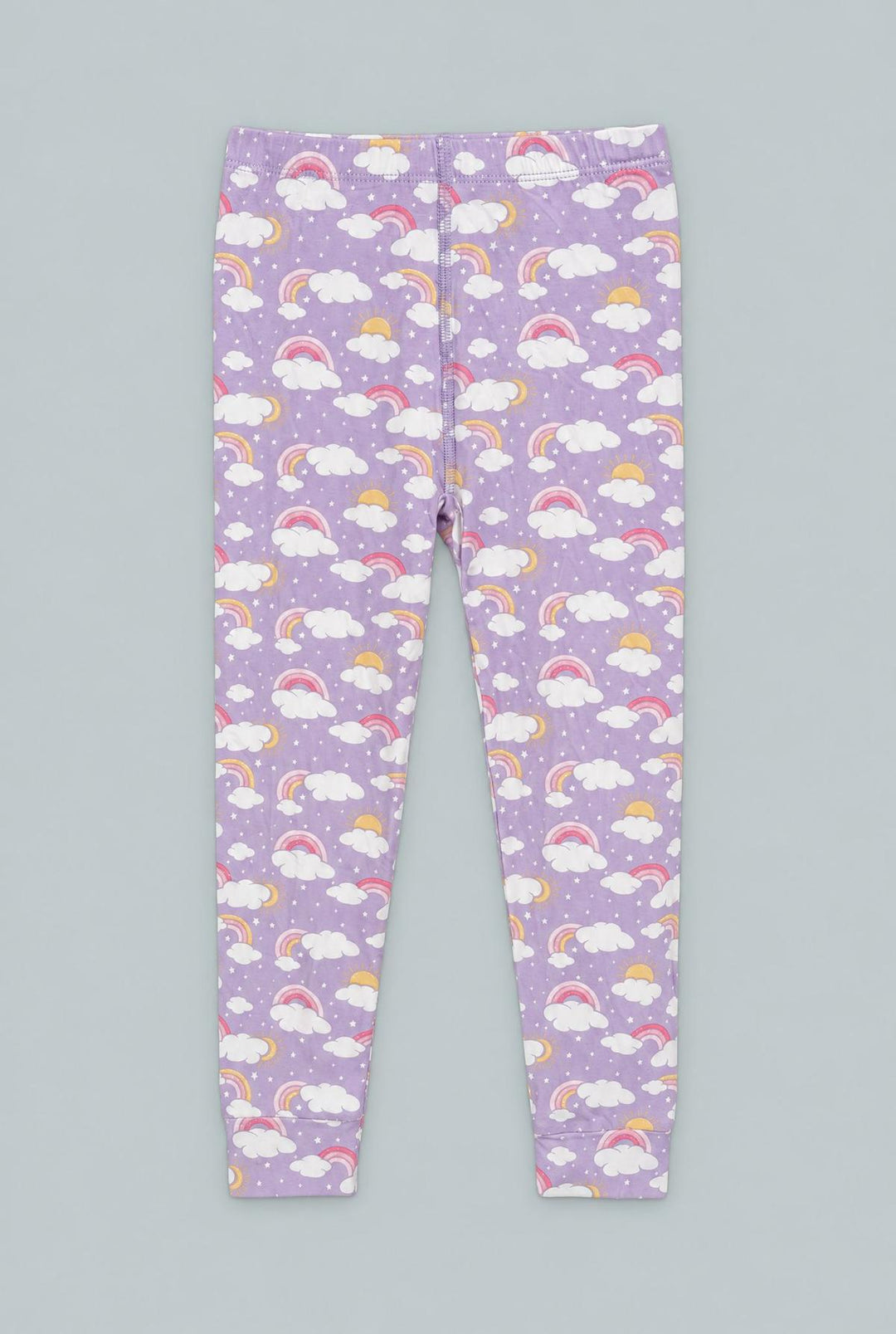 Lavender Rainbows And Clouds Big Kid Pajama Set - Rainbow Clouds