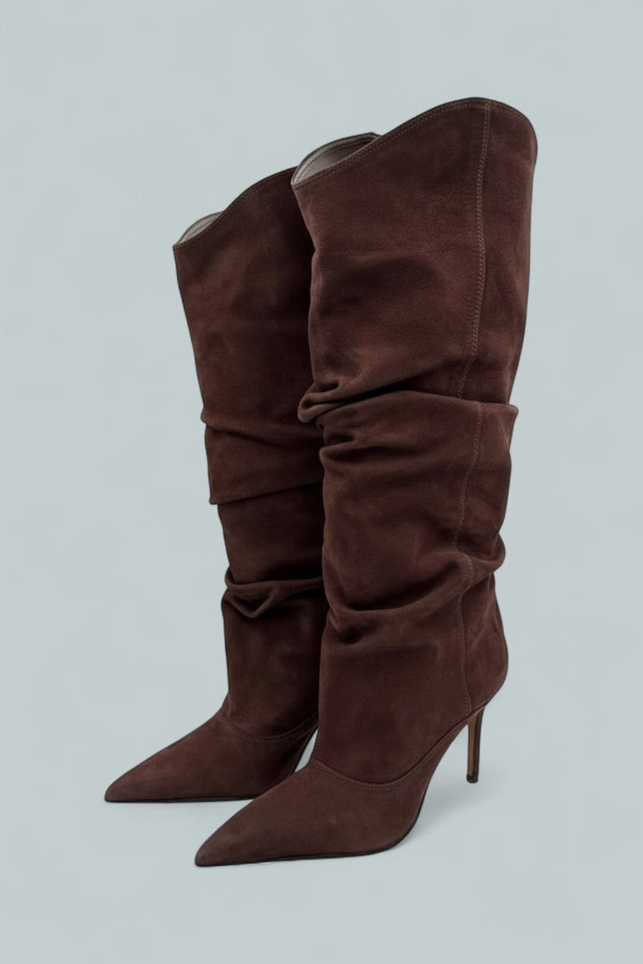 Maryana Up Slouch Leather Boots - Root Brown Nubuck
