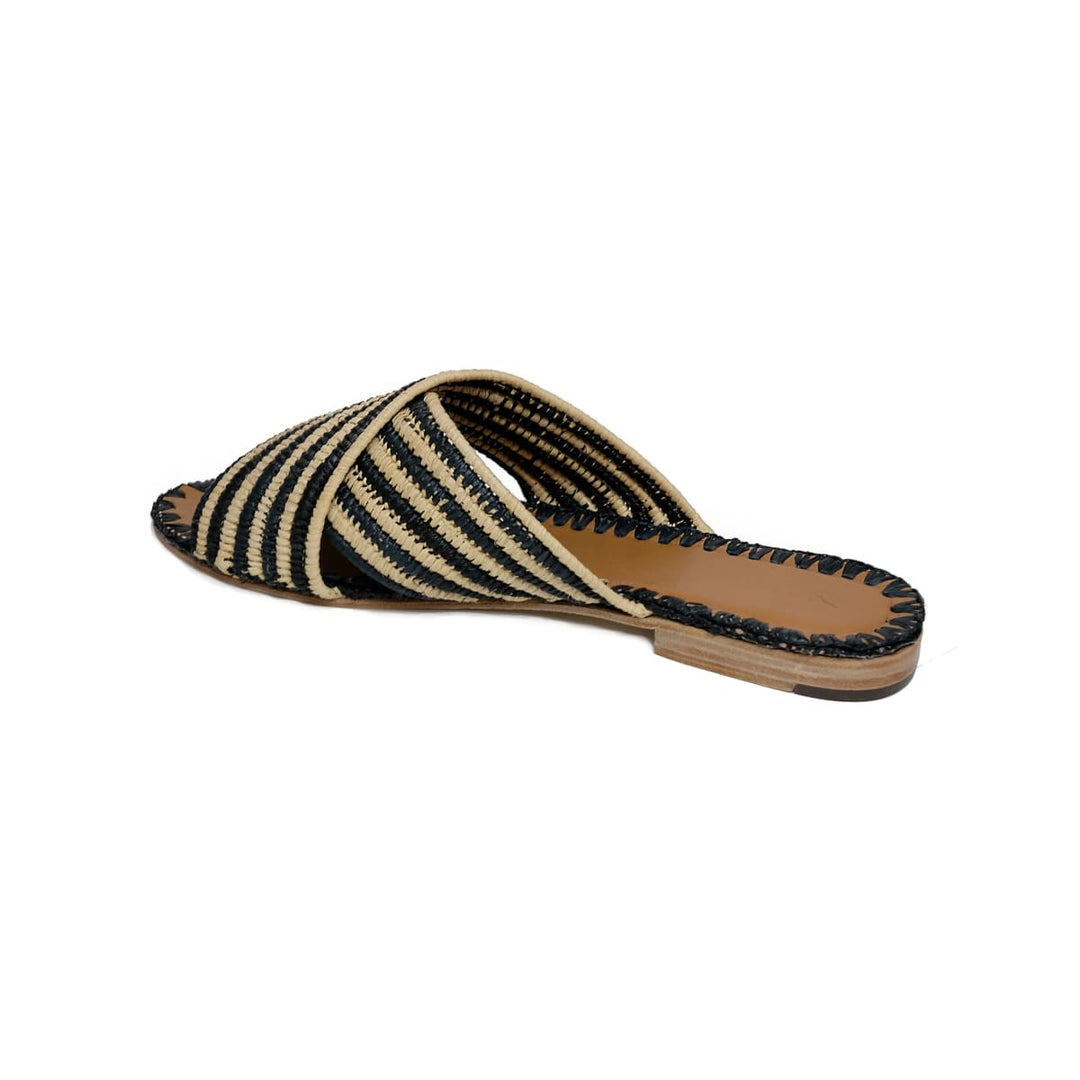 Juno Striped Slide Black/Natural