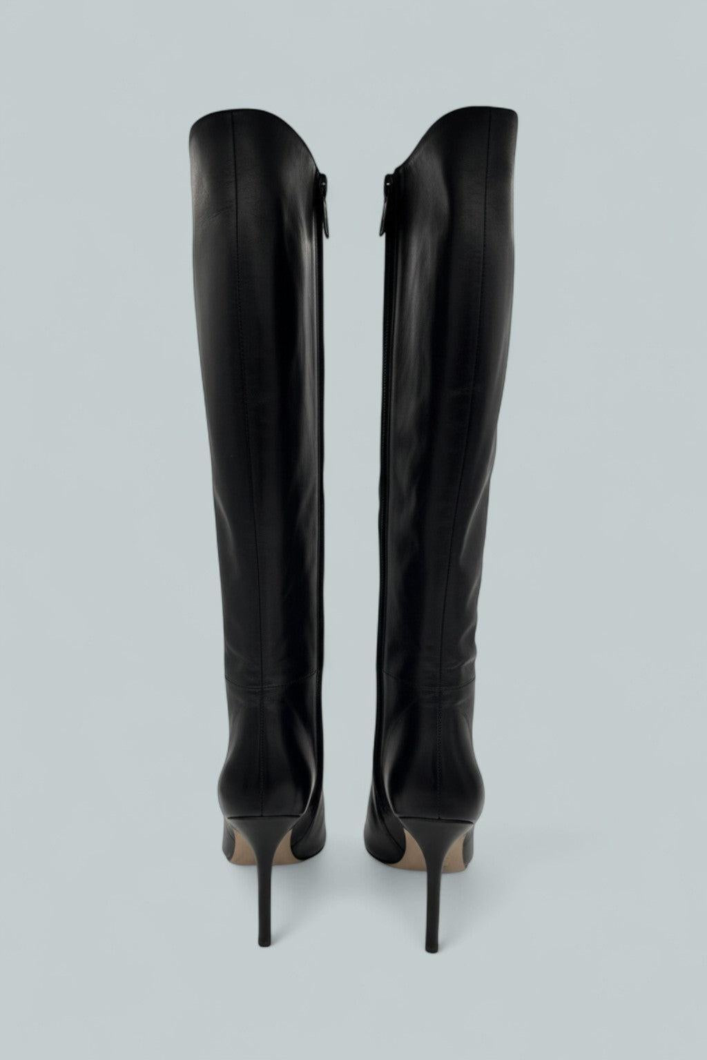 Lisa Stiletto High-Heel Boot Wide-Calf - Black Leather