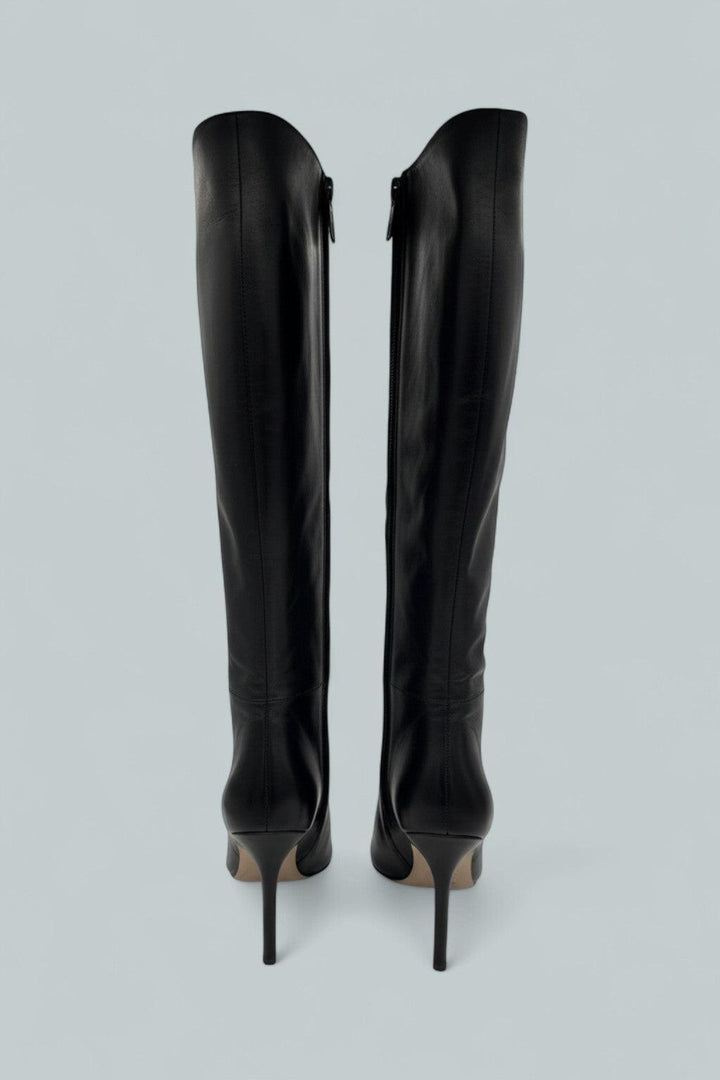 Lisa Stiletto High-Heel Boot Wide-Calf - Black Leather