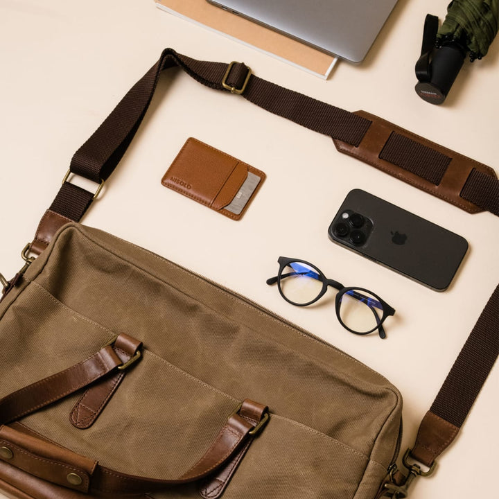 Vincent Slim Briefcase - Waxed Canvas
