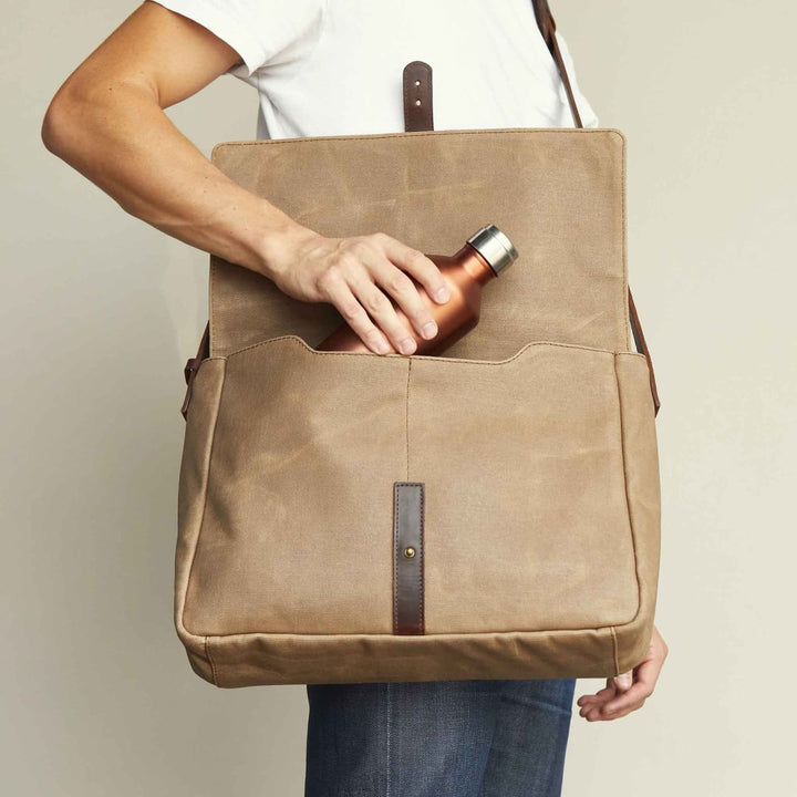Loreto Messenger Bag Waxed Canvas - Olive - FINAL SALE