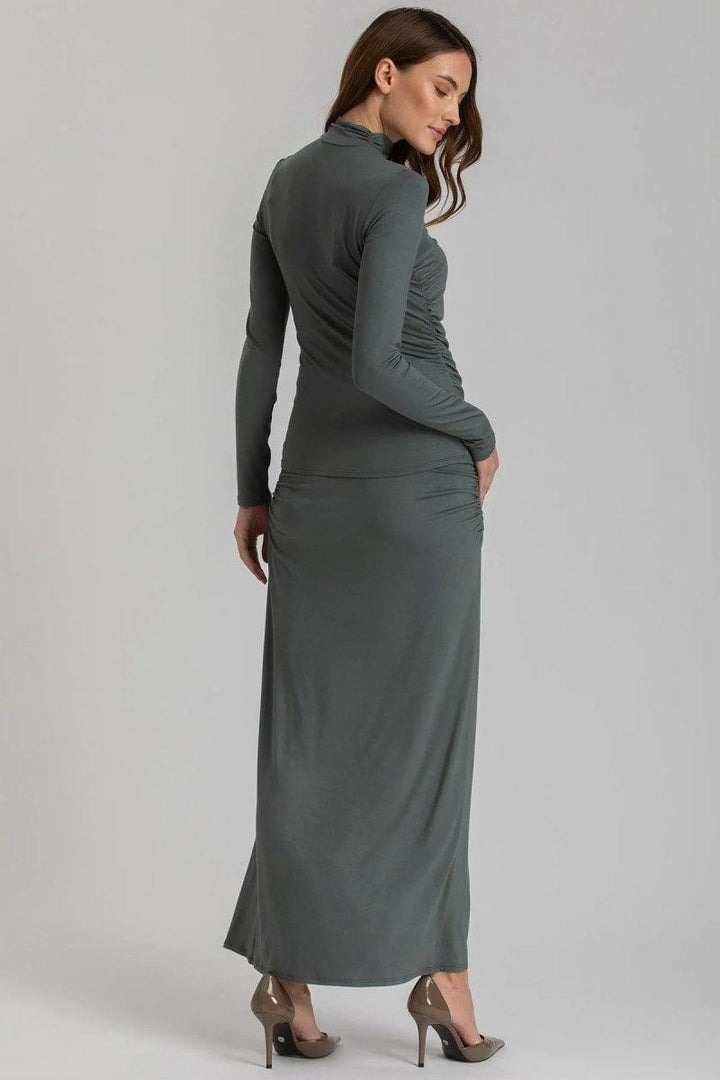 NIKE Maxi Maternity Skirt With Side Ruching In Soft Bamboo Jersey - Deep Teal