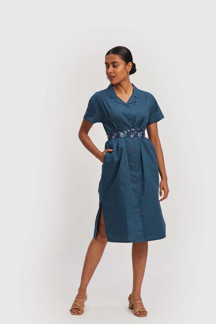 Midi Shirt Dress - Poplin Blue