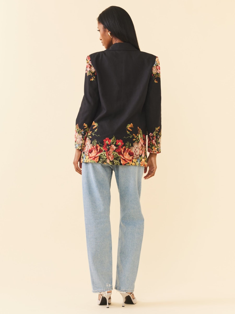 Sloan Blazer - Black Victorian Floral