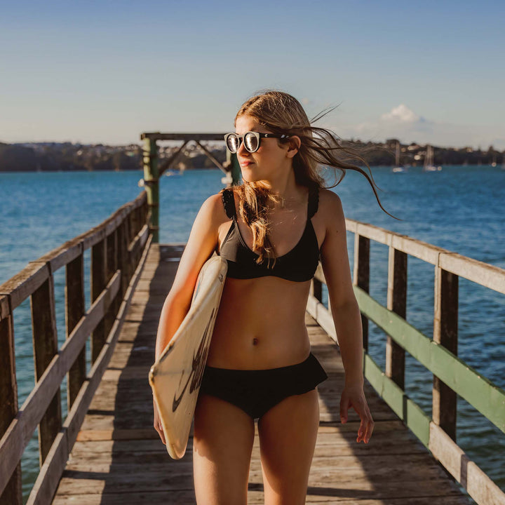 Sustainable Frilled Bikini - Black