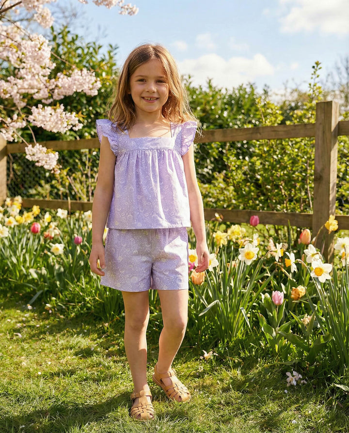 Faux Top Romper - Lavender Fields Floral