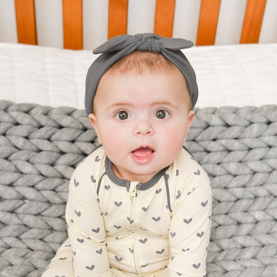 Knotted Headband - Charcoal Ribbed
