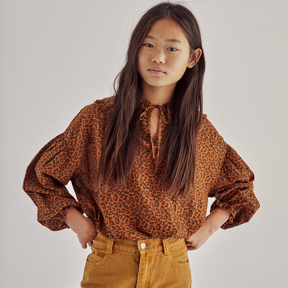 Federica Blouse - Caramel Leo Print Blouses The New Society