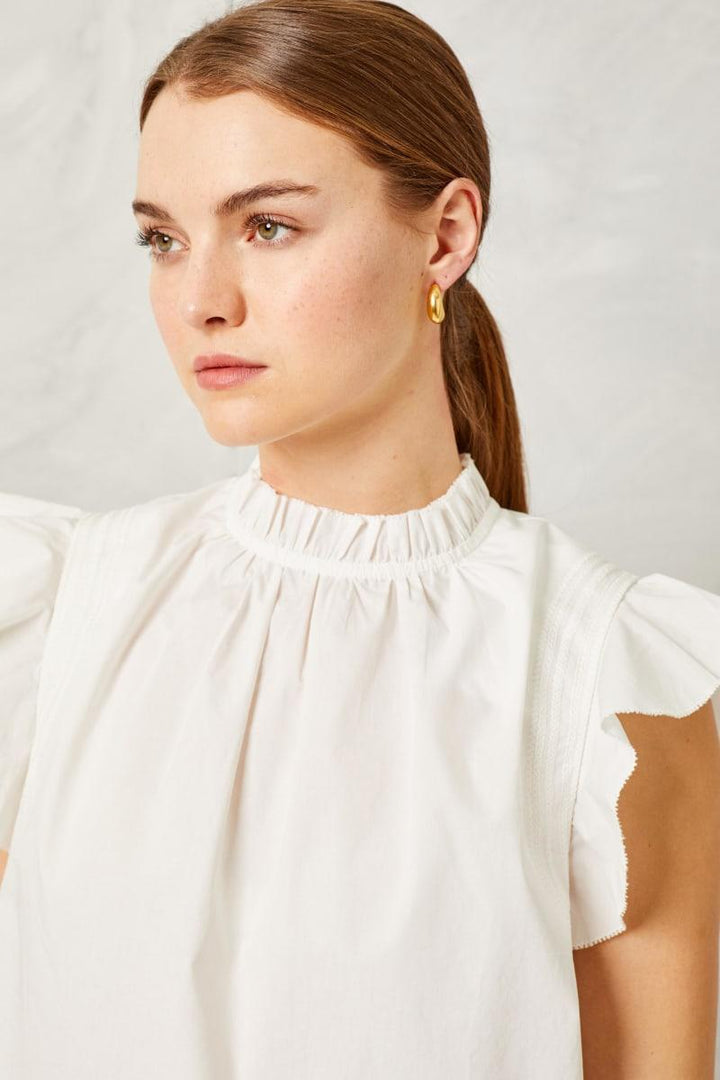 Mae Top - Cotton Poplin-Blanc de Blanc