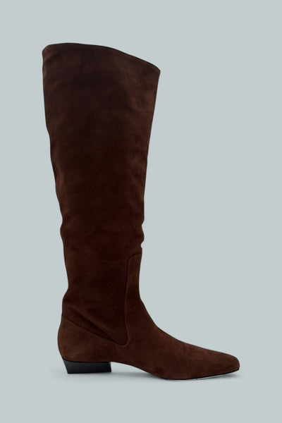 Wally Flat Boots - Mahogany Suede