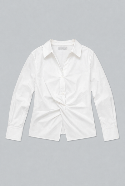 Twist Front Button Up - White