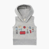 Embroidered Sleeveless Hoodie - Grilling Season