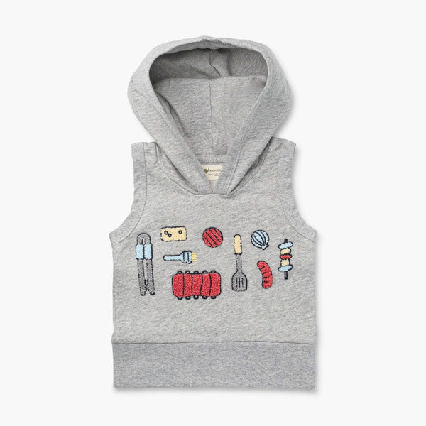 Embroidered Sleeveless Hoodie - Grilling Season - Hoodie