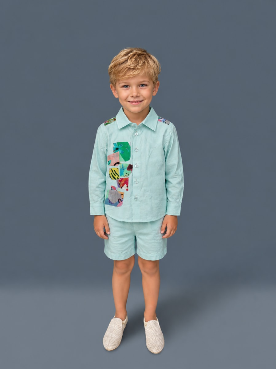 Boys 2 Pc Set - Aqua Tiger