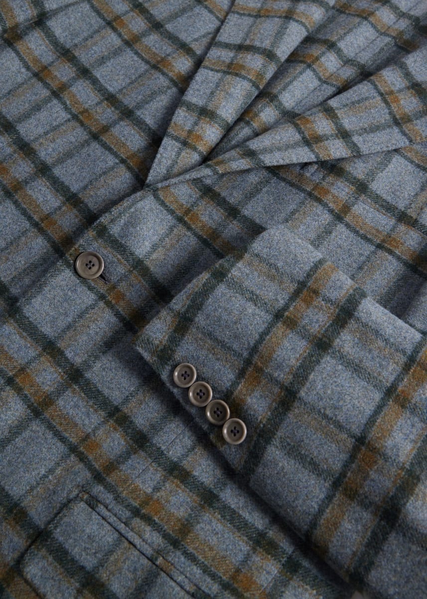 Wool & Cashmere Plaid Jacket - Grey/Tan