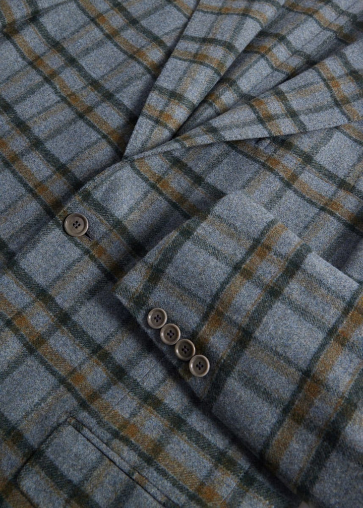 Wool & Cashmere Plaid Jacket - Grey/Tan