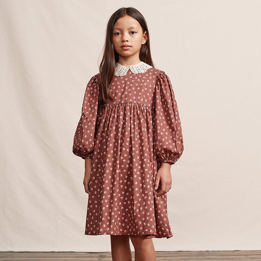 Flora Dress - Walnut Ditsy Floral Dresses + Skirts Bebe Organic