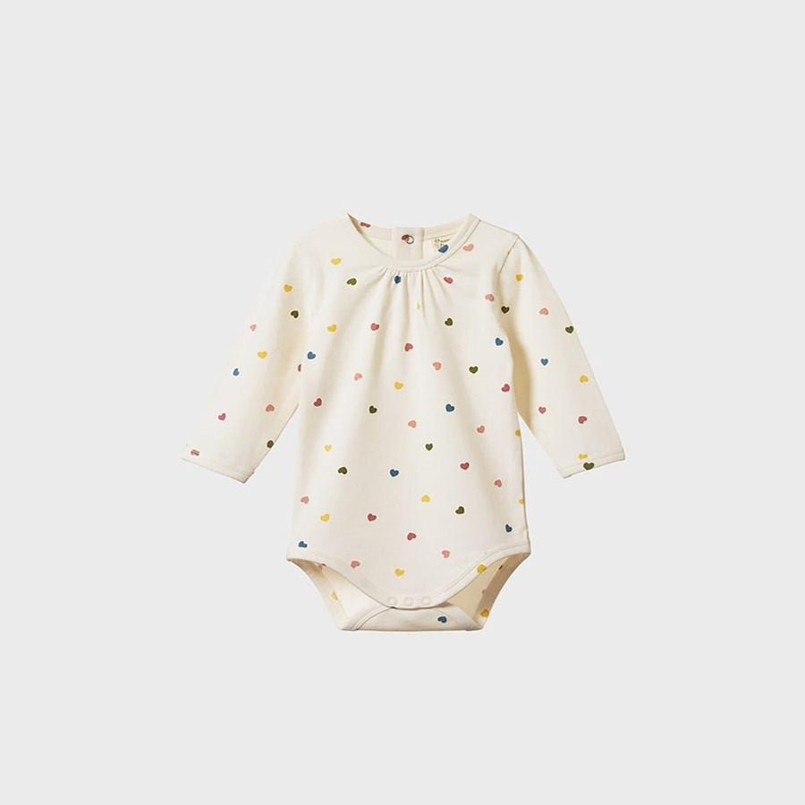 Florence Bodysuit - Heart Print Bodysuits + Onesies Nature Baby 