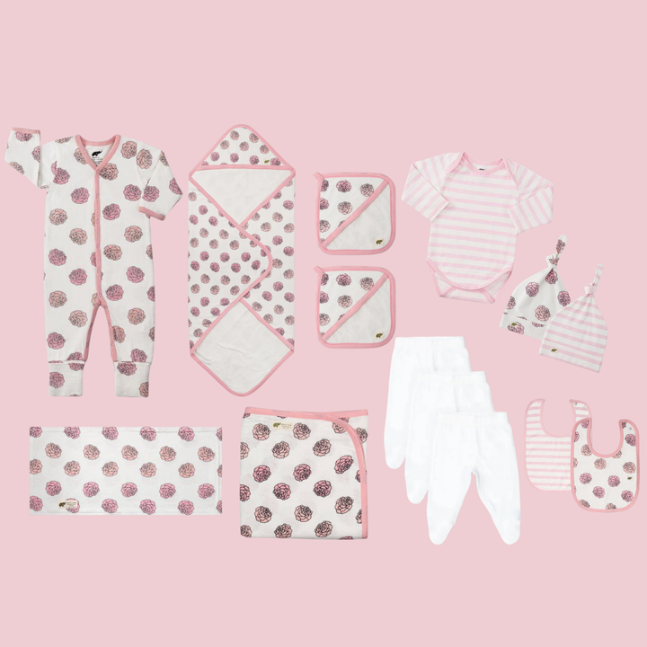 14 Item Baby Essentials Bundle - Flower Power