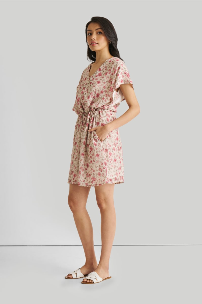 Relaxed Drawstring Dress - Petal Fusion