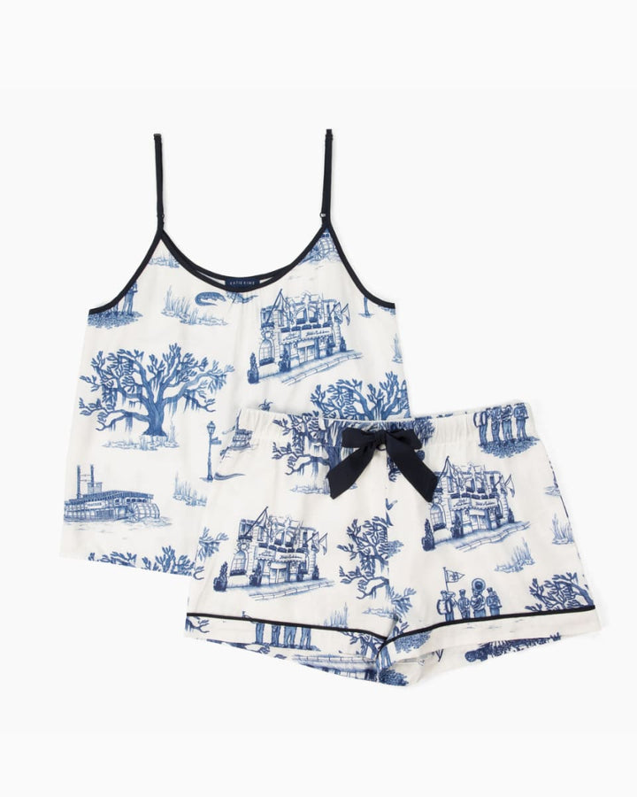 New Orleans Toile Cami Shorts Set - Navy