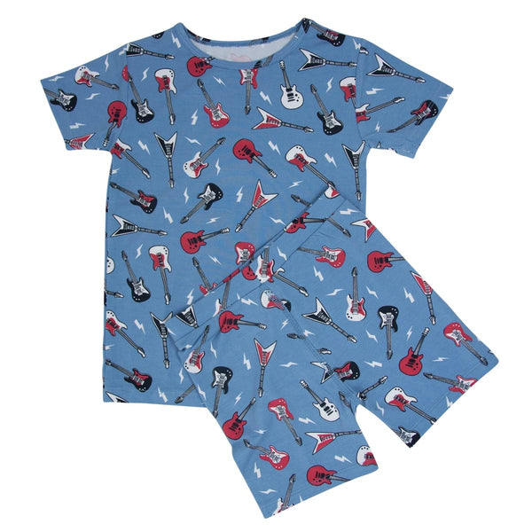 Electric Guitars Rockstar Summer Pajama Set - Rock N Roll Blue
