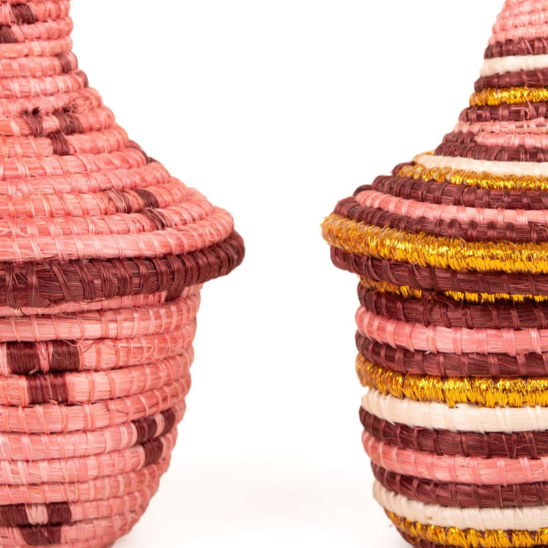 Burgundy Mini Lidded Ornaments, Set of 2