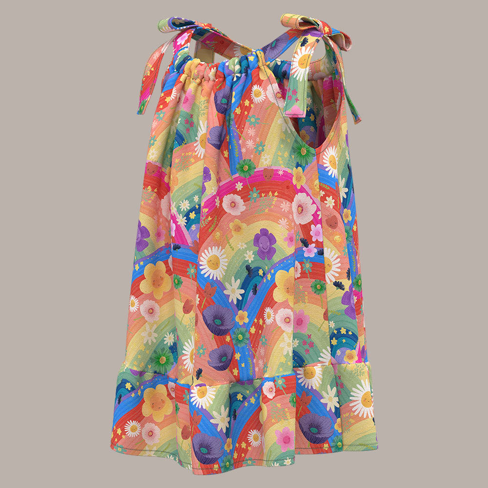Boho Dress - Rainbow Flowers
