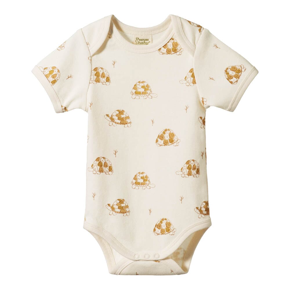 Short Sleeve Bodysuit - Tortoise Print Bodysuits Nature Baby 