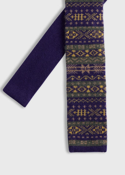 Cashmere Fair Isle Knit Tie - Purple