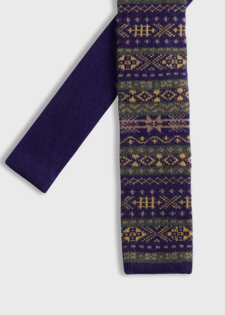 Cashmere Fair Isle Knit Tie - Purple