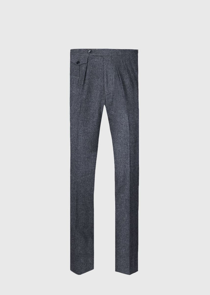 Shetland Wool French Pleat Trouser - Charcoal