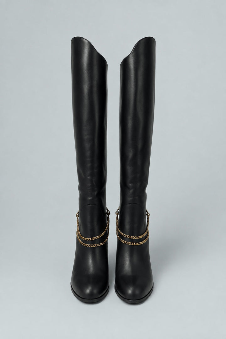 Tarian Tall Chain Boot - Black