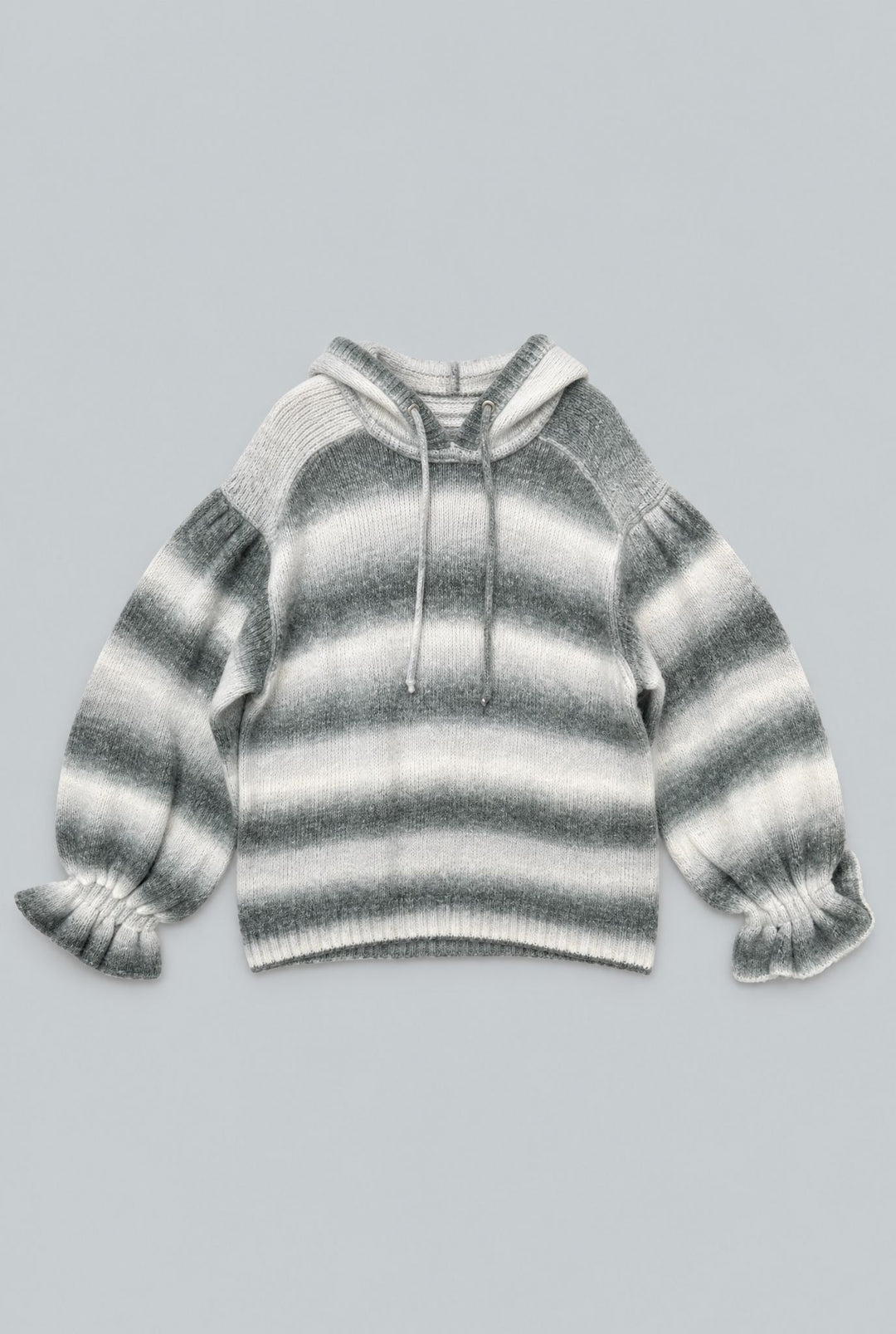 Ombre Striped Hoodie - White/Black