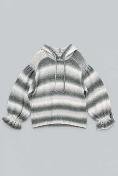 Ombre Striped Hoodie - White/Black