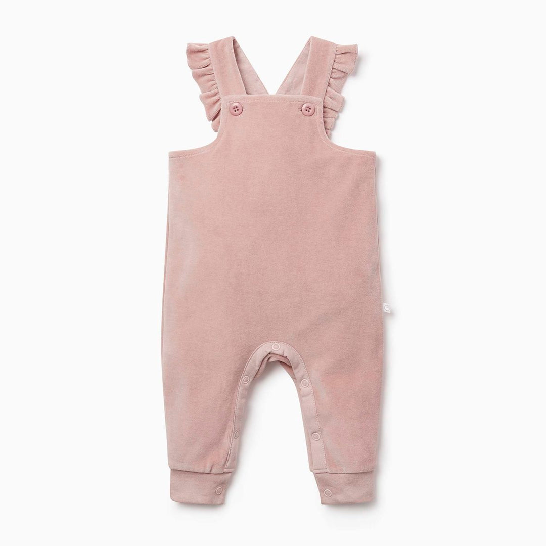 Velour Frill Dungarees - Blush