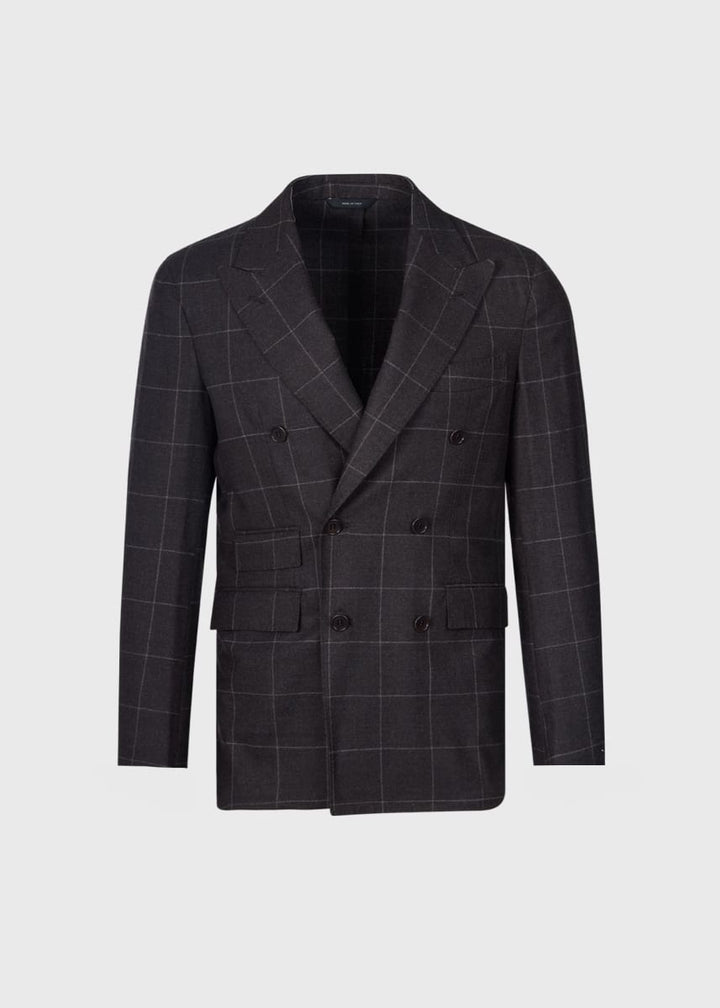 Super 130s Wool Windowpane Suit - Taupe