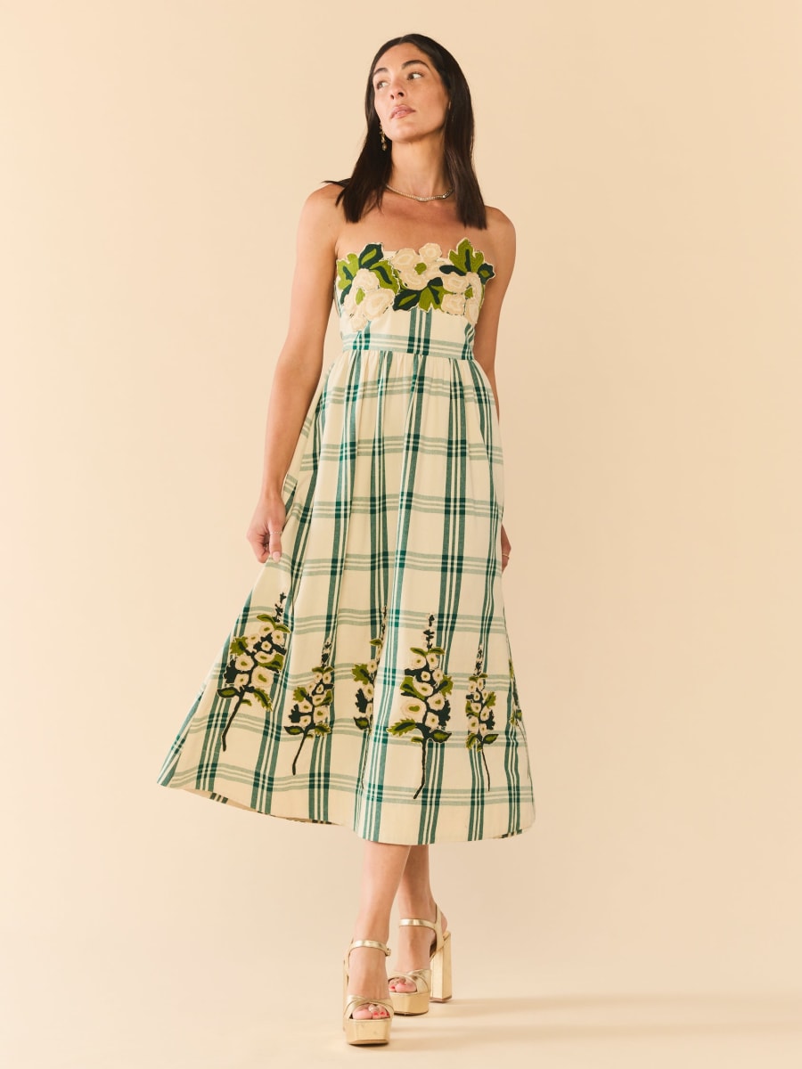Lucy Dress x McKenzie DePinto - Cream & Green Plaid With Larsen Floral