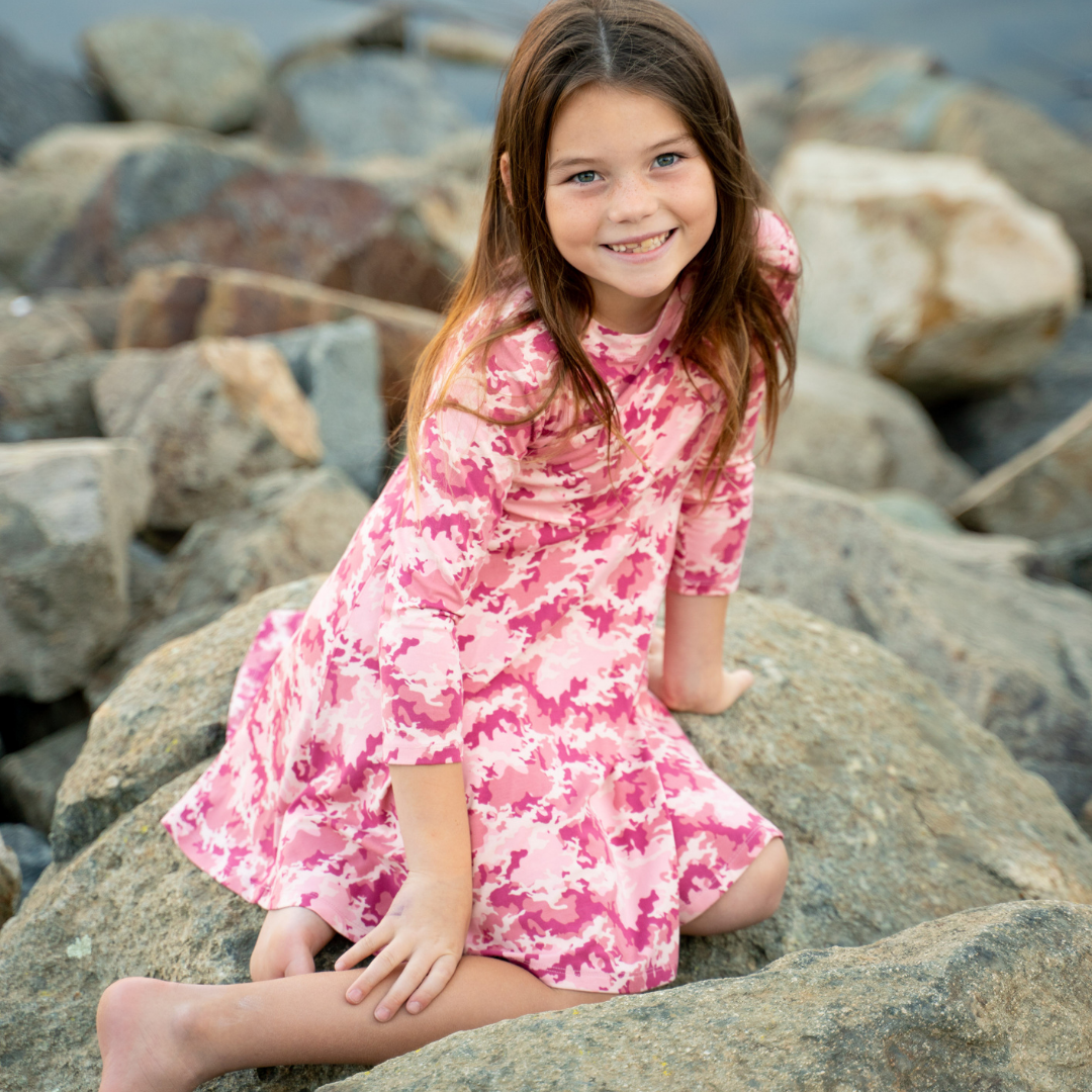 Swirly Girl Dress - Pink Camo