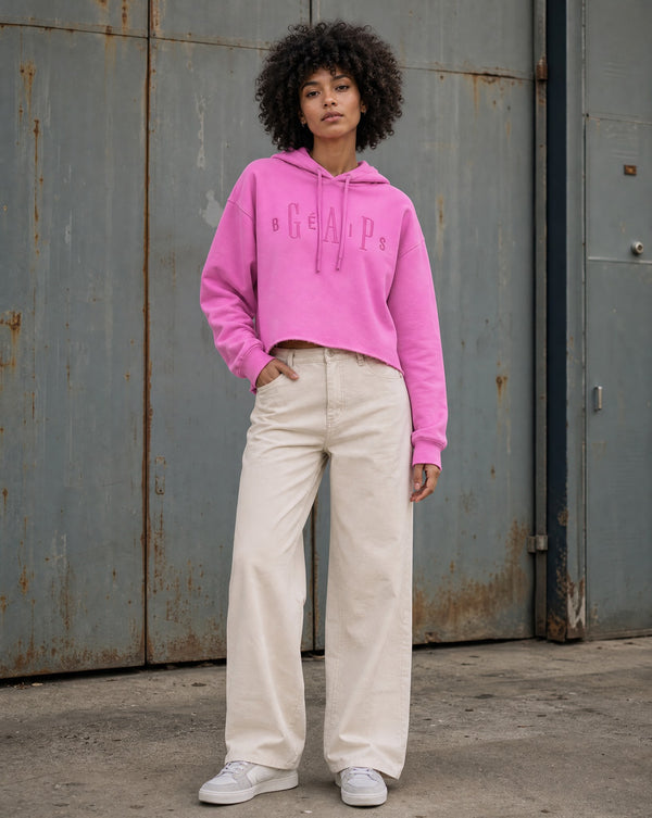 GAP × BÉIS Oversized Crop Hoodie - Pink